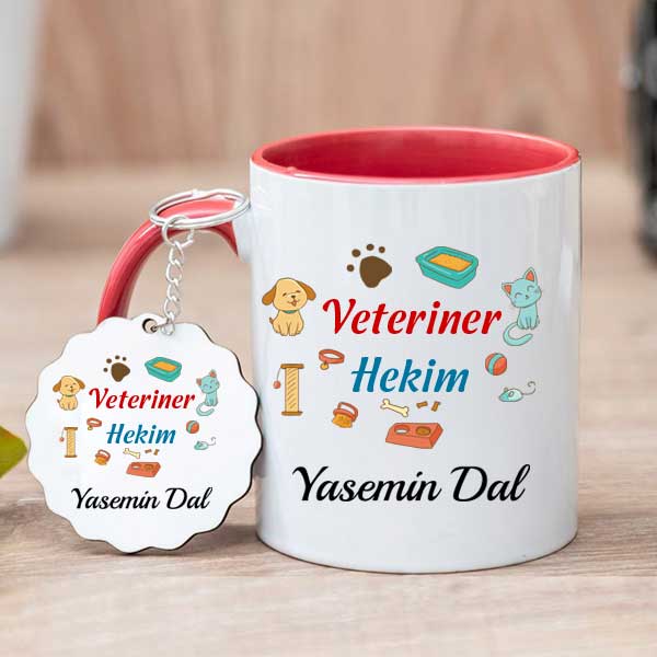 Veteriner Hekim Hediyesi Kupa Bardak ve Anahtarlık