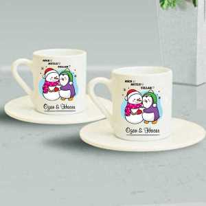  - Yeni Yıl Hediyesi Nice Mutlu Yıllara İkili Türk Kahvesi Fincanı