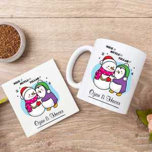  - Yeni Yıl Hediyesi Nice Mutlu Yıllara Kupa Bardak ve Altlık