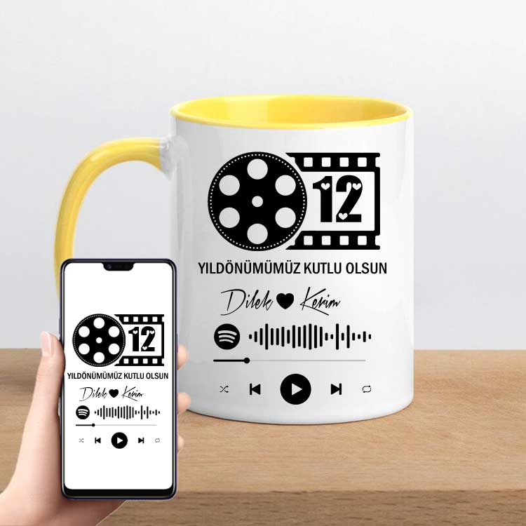 Yıl Dönümümüz Kutlu Olsun Spotify Ses İzi Kupa Bardak