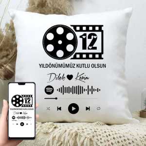 Yıl dönümümüz Kutlu Olsun Spotify Ses İzi Yastık - Thumbnail