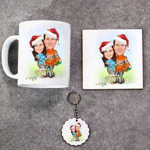 - Yılbaşı Çiftleri Karikatürlü Kupa Bardak Altlık ve Anahtarlık Hediye Seti  - Yılbaşı Çiftleri Karikatürlü Kupa Bardak Altlık ve Anahtarlık Hediye Seti