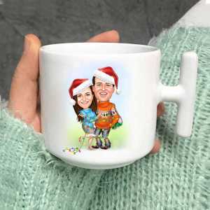 - Yılbaşı Çiftleri Karikatürlü Karikatürlü Karikatürlü Latte Fincanı  - Yılbaşı Çiftleri Karikatürlü Karikatürlü Karikatürlü Latte Fincanı