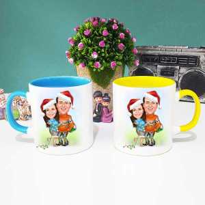 - Yılbaşı Çiftleri Karikatürlü Sarı ve Mavi Kupa Bardak  - Yılbaşı Çiftleri Karikatürlü Sarı ve Mavi Kupa Bardak