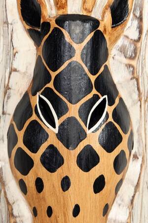 Zebra Desenli Dekoratif Ağaç Oymalı Maske