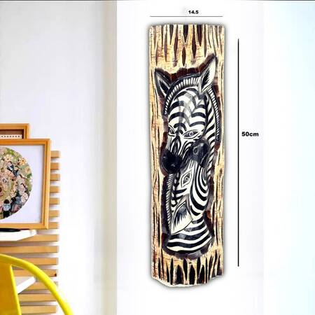 Zebra Görünümlü Dekoratif Ağaç Oymalı Maske