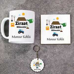 - Ziraat Mühendisi Kupa Bardak Altlık ve Anahtarlık Hediye Seti  - Ziraat Mühendisi Kupa Bardak Altlık ve Anahtarlık Hediye Seti