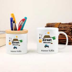 - Ziraat Mühendisine Hediye Kupa Bardak ve Kalemlik Seti  - Ziraat Mühendisine Hediye Kupa Bardak ve Kalemlik Seti